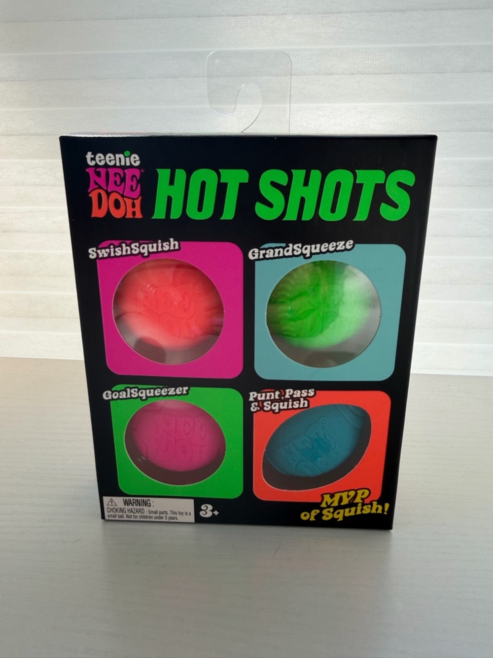 Teenie NeeDoh Hot Shots Squish Pack - Neon Pink, Green, Blue